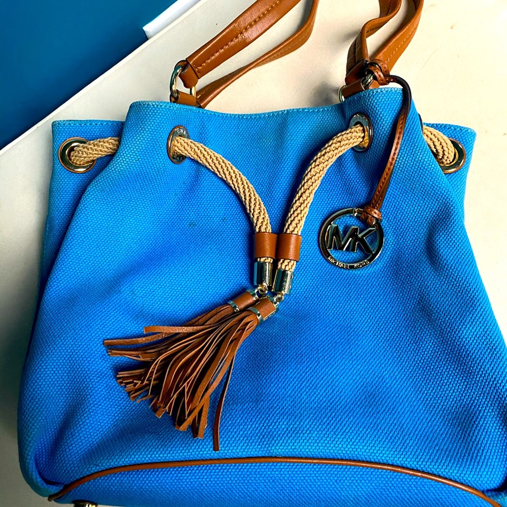 Blue, canvas Michael Kors bag